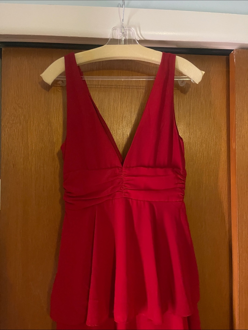 Lulu's Red V-Neck Tiered Maxi Dress - Picture 5 of 7